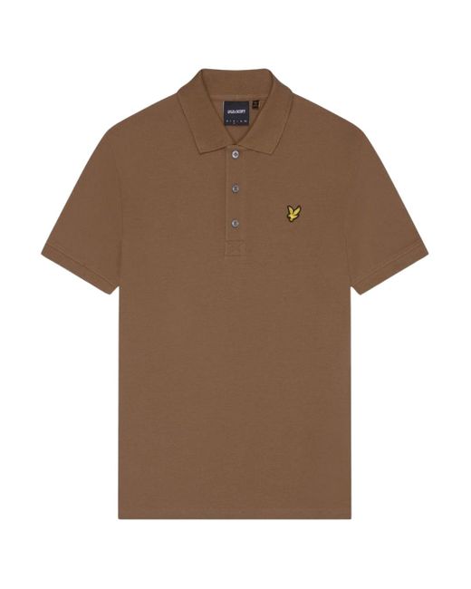 Lyle & Scott Brown Branded Chest Logo Wild Nettle Polo Shirt for men