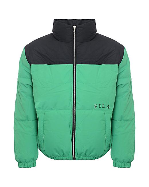 Fila Green Colour Blocked Puffer With Logo