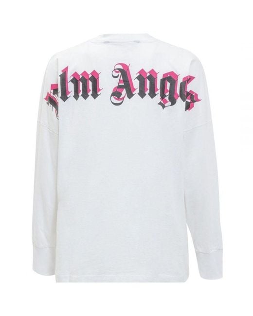 Palm Angels White Double Classic Logo Long Sleeve T-Shirt for men