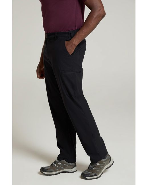 Mountain Warehouse Black 'Trek' Stretch Trouser Lightweight Fleece Lined Quick Dry Outdoor Pants for men