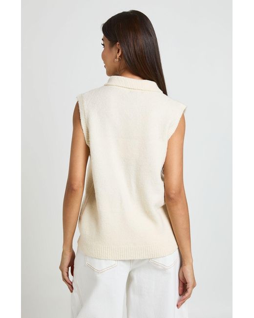 Boohoo White High Neck Button Detail Sleeveless Vest