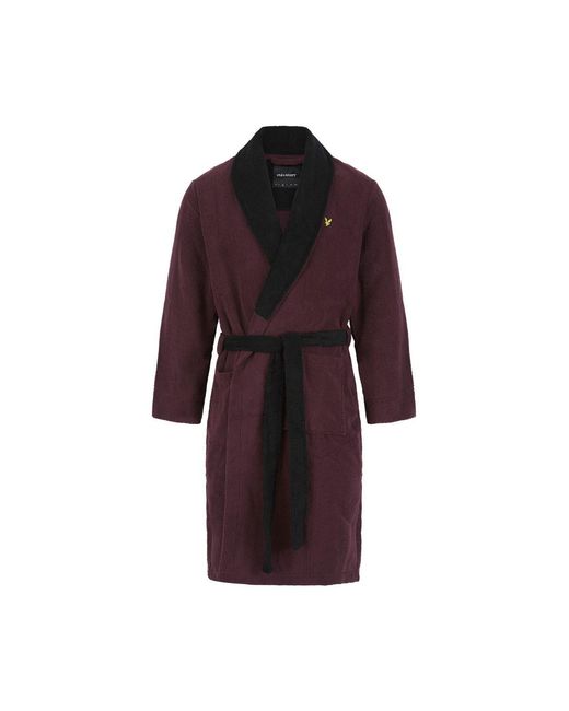 Lyle & Scott Red Adrian Bathrobe With Gifting Ribbon Wine Tasting for men