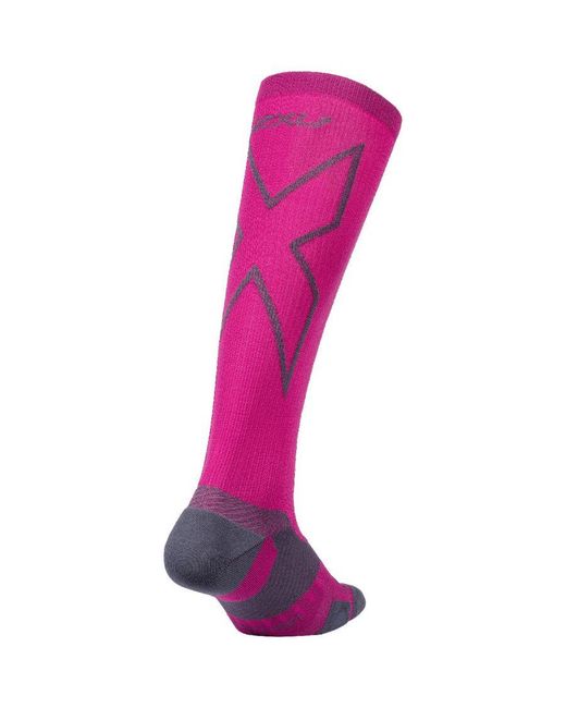 2xu Pink Light Cushion Full Hot/ Length Socks Nylon