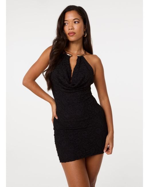 Pink Vanilla Black Lace Halter Neck Dress
