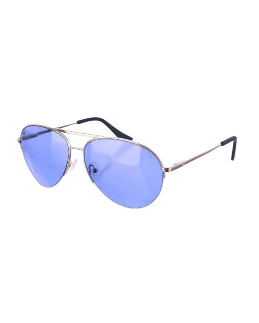 Kypers Blue Maxy Oval-Shaped Metal Sunglasses