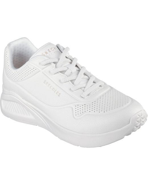 Skechers White Uno Lite Work Synthetic Trainers