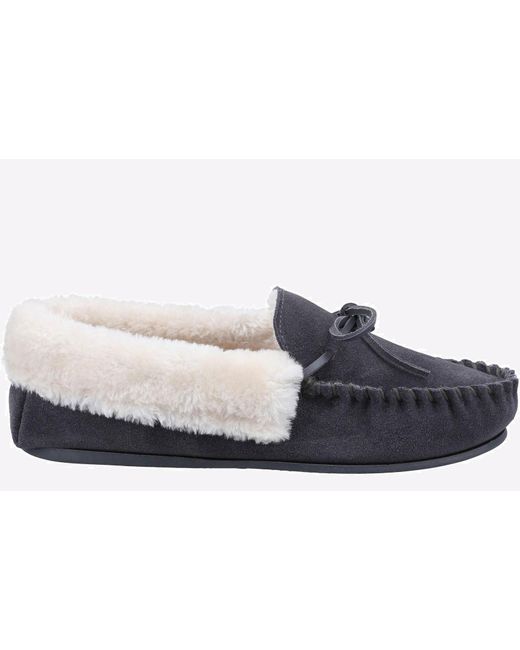 Cotswold Blue Sopworth Moccasin Slipper