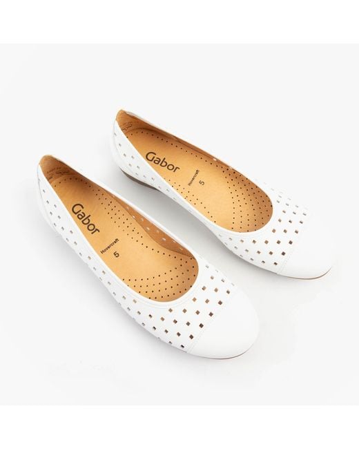 Gabor White Ruffle Shoes Leather