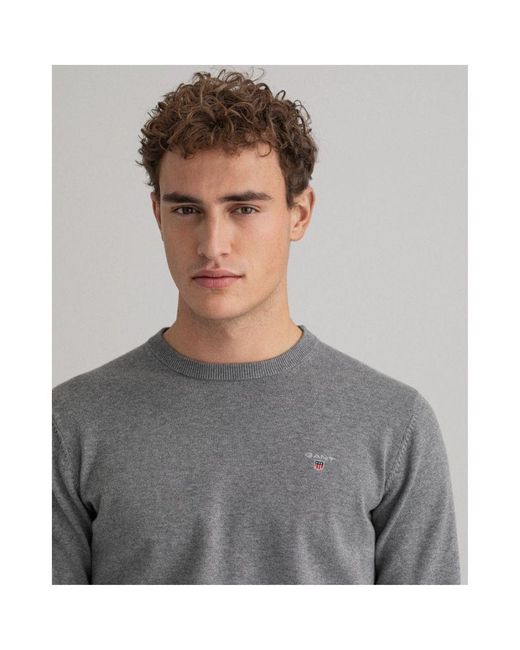 Gant Klassiek Katoenen Crewneck Sweatshirt In Grijs in het Gray voor heren