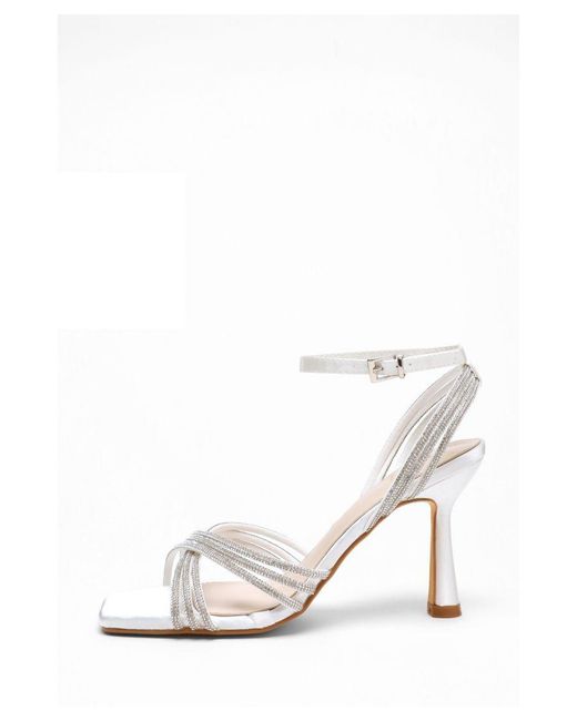 Quiz White Bridal Diamante Heeled Sandals