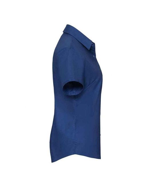 Russell Blue Collection /Ladies Oxford Short-Sleeved Shirt (Bright Royal)