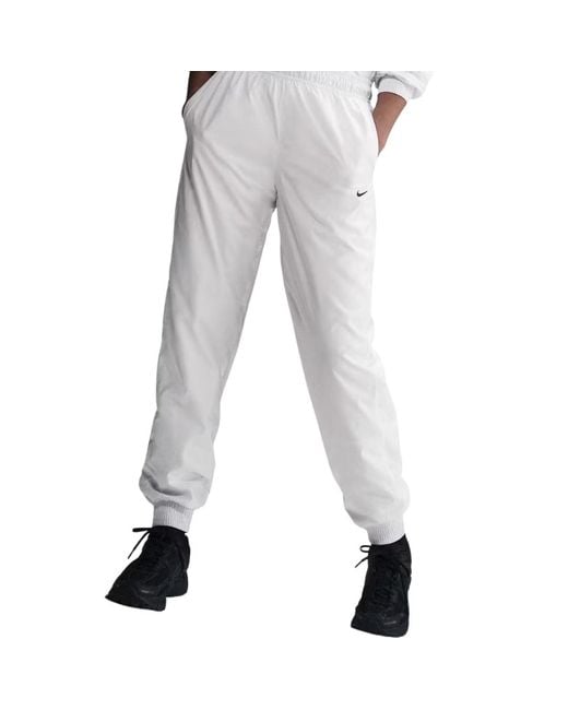 Nike White Sportswear Classic Woven Mid-Rise Loose Joggers
