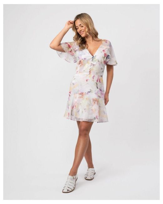 Ted Baker White Sangro Angel Sleeve Fit And Flare Mini Dress