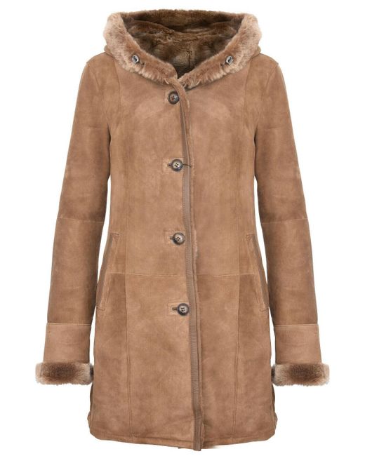 Infinity Leather Brown Suede Merino Sheepskin Parka Coat-Tripoli