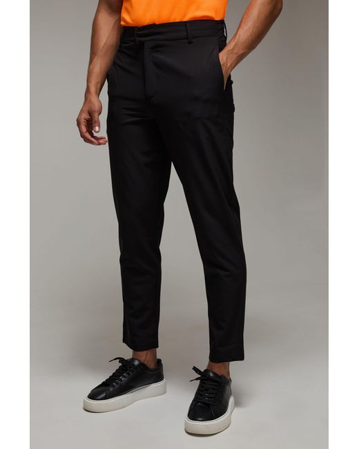 BoohooMAN Black Active Stretch Tapered Golf Pants for men