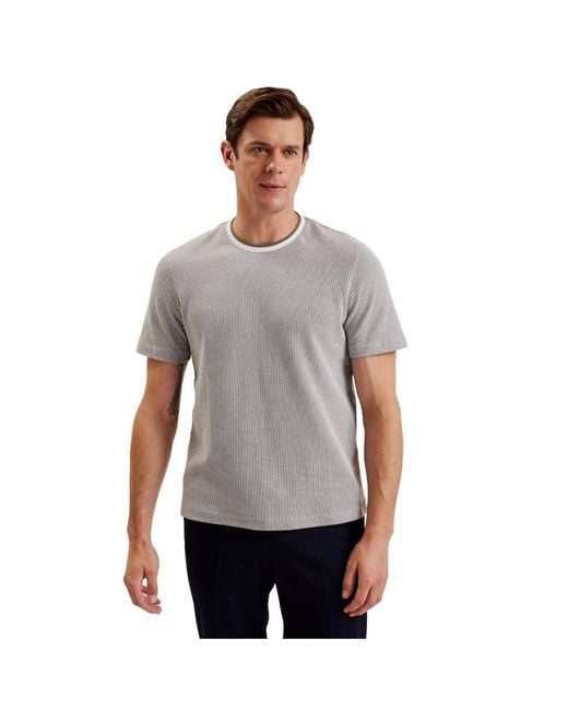 Ted Baker Gray Arlon Regular Fit Textured T-Shirt for men