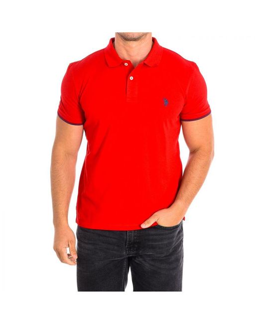U.S. POLO ASSN. Red Ntpe Short Sleeve With Contrasting Lapel Collar 64647 for men