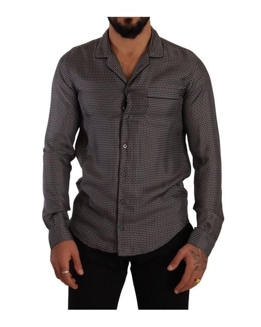 Dolce & Gabbana Gray Fantasy Pattern Pajama Top Shirt for men