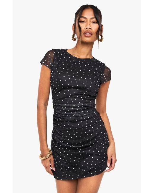 Boohoo Dress Black Mini T Shirt Dress Ruched Side T-shirt Mini Dress Boohoo