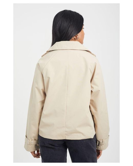 Brave Soul Natural 'Brandy' Double Breasted Cropped Trench Coat