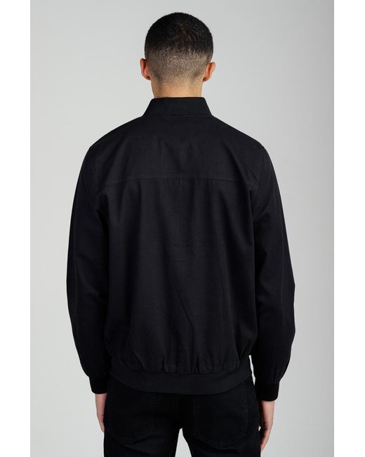 Kensington Eastside Black Cotton Twill Bomber Jacket With Embroidered Logo for men