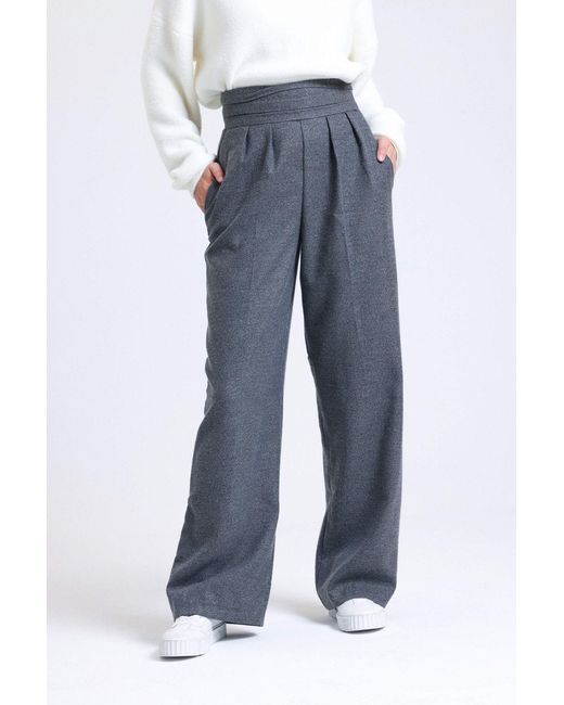 Hiccup Blue High Waist Wide Leg Trousers With A Belt Detail