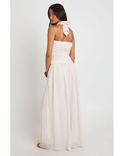 Boohoo Black Textured Pleated Wide Leg Trousers