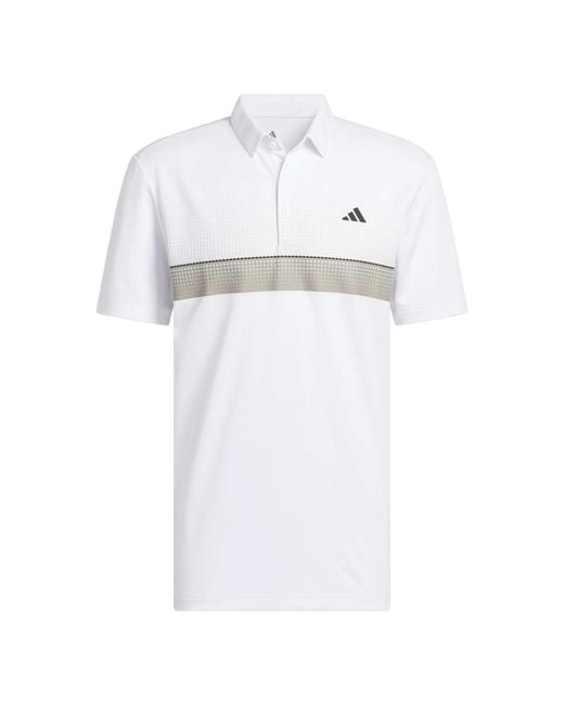 Adidas White Performance Allover Print Polo Shirt for men