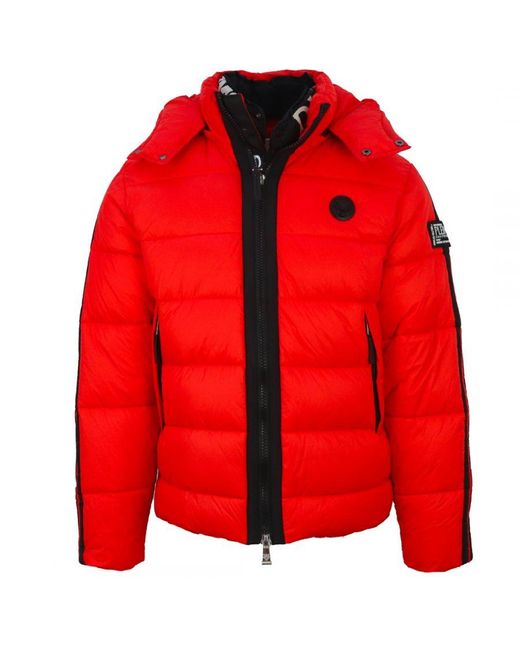 Philipp Plein Red Padded Small Circular Logo Jacket for men