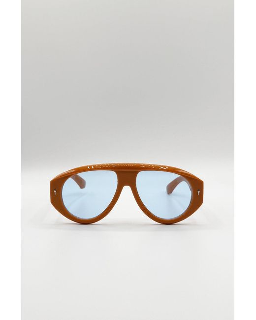 SVNX Orange Oversized Bold Aviator Sunglasses