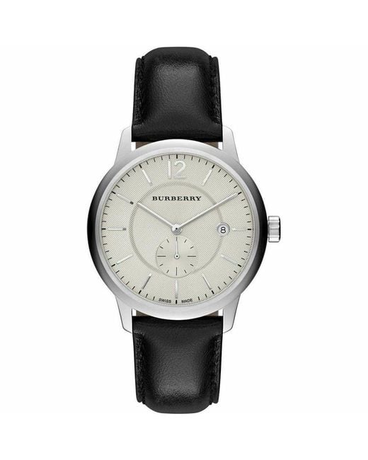 Burberry Black Bu10000 Classic Round Dial Leather Watch for men