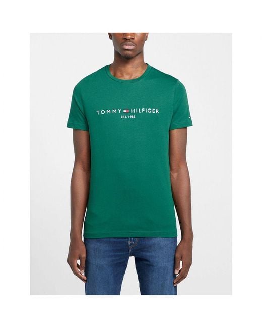 Tommy Hilfiger Bold Logo T shirt in Green for Men Lyst UK