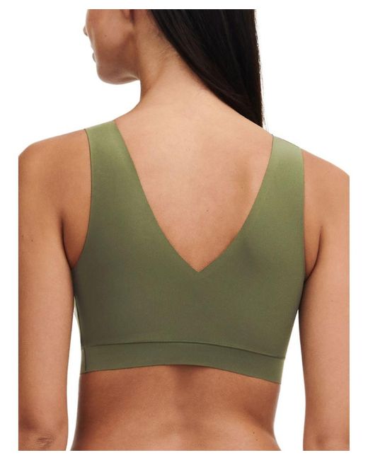 Chantelle Green Softstretch V-Neck Jersey Crop Top