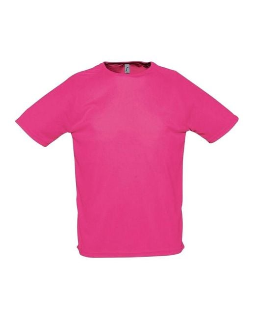 Sol's Pink Sporty Short Sleeve Performance T-Shirt (Neon) for men