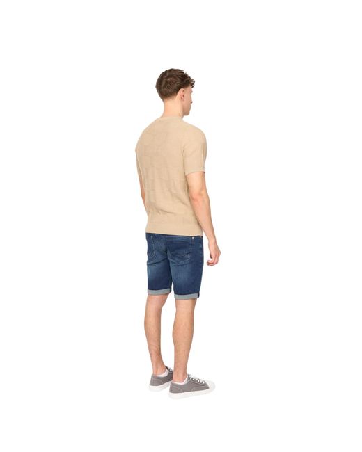 Duck and Cover Blue Littleton Knitted T-Shirt (Light Stone) for men