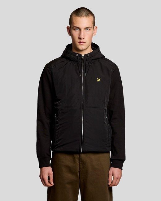 Lyle & Scott Black Half Raglan Sleeve Panneled Hoodie for men