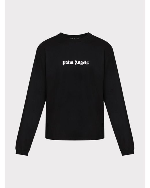Palm Angels Black Classic Logo Slim Tee Long Sleeve for men