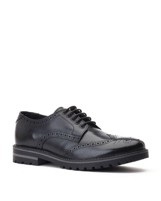 Base London Black Gibbs Waxy Leather Brogue Shoes for men