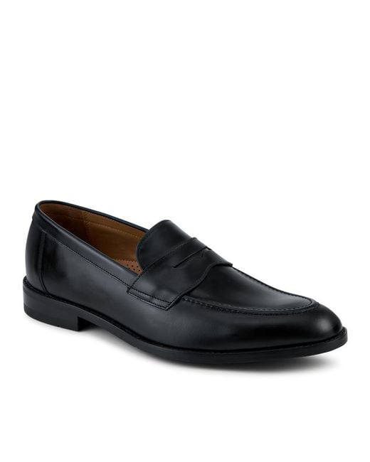 Jones Bootmaker Black Cabrino Leather Penny Loafers for men