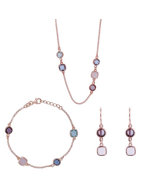 Orphelia Metallic 'Fawn' 925 Sterling Set: Chain + Bracelet + Earrings
