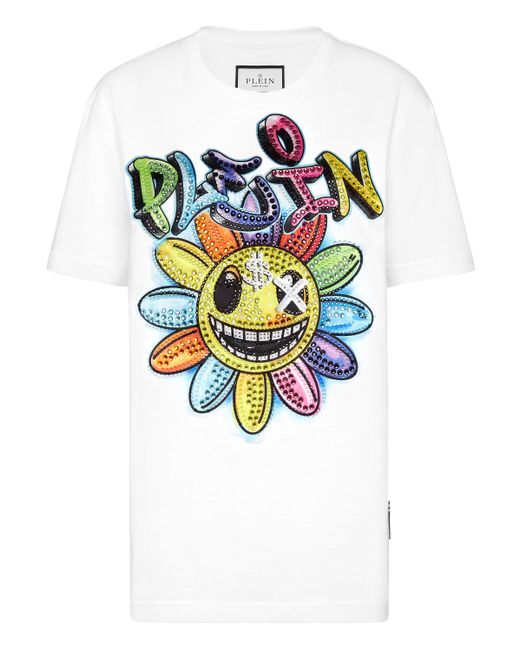 Philipp Plein T-shirt Man Pasvorm Smile in het White voor heren