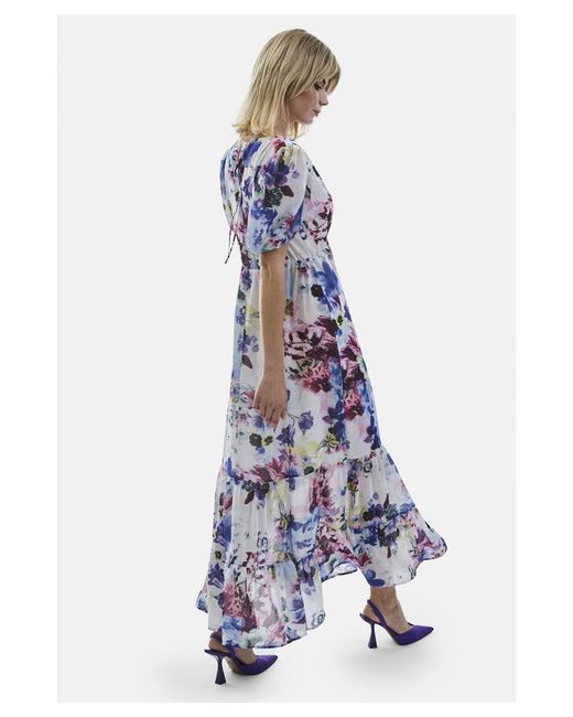 James Lakeland Blue V-Neck Floral Midi Dress