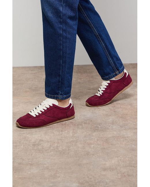Oasis Blue Jenny Faux Suede Lace Up Trainers