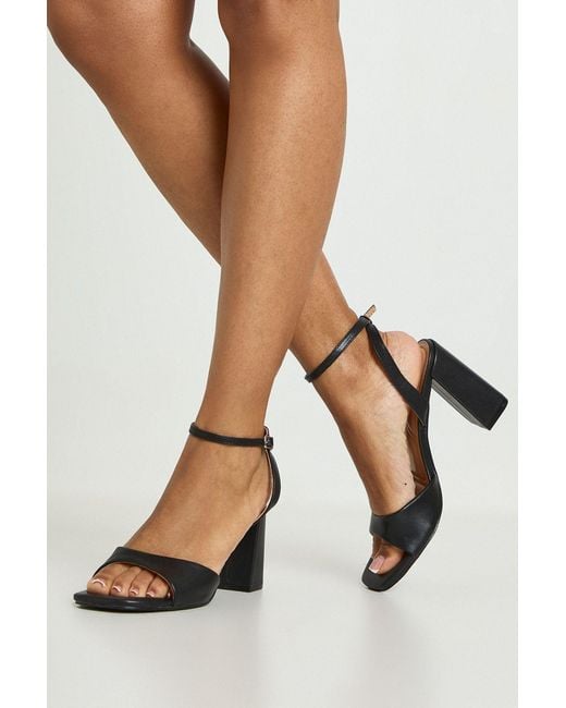 Boohoo Black Basic Mid Block 2 Part Heels