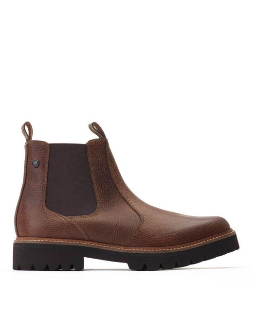 Base London Brown Ragnar Tumble Leather Chelsea Boots for men