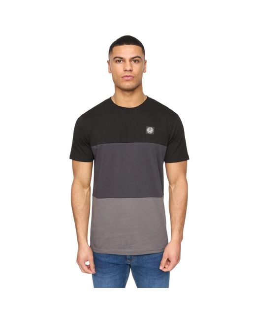 Henleys Black Henpanel Colour Block Cotton T-Shirt for men