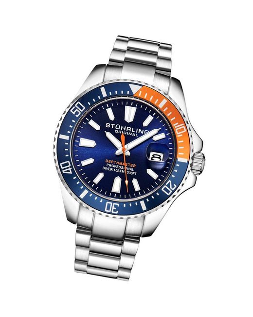 Stuhrling Blue And Depthmaster Quartz 42Mm for men