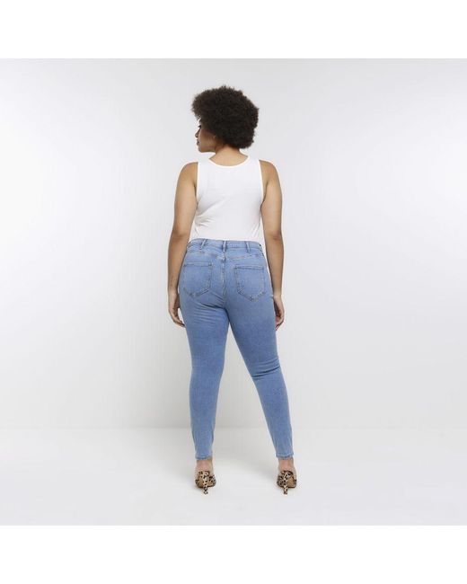 River Island Blue Jeggings Plus High Waisted Cotton