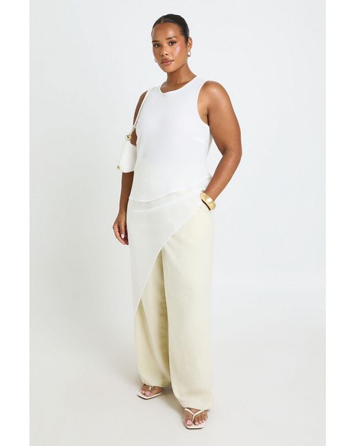 Boohoo White Plus Layered Asymmetric Hem Longline Top