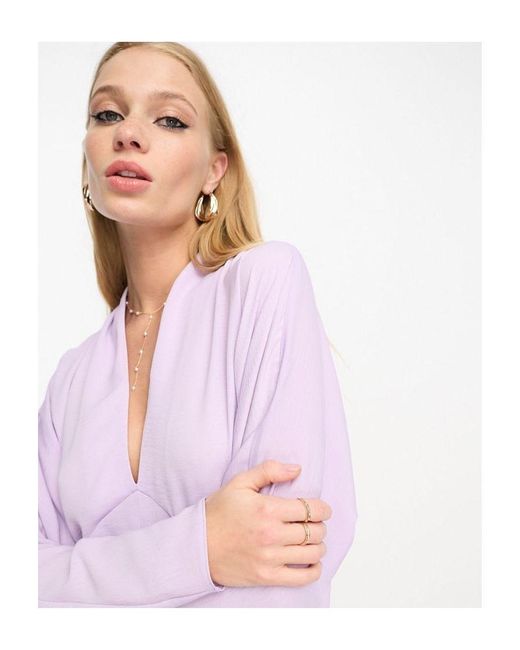 ASOS Pink Plunge Neck Batwing Midi Dress